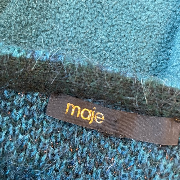 Maje Teal and Black Patterned Sweater - Picture 8 of 9